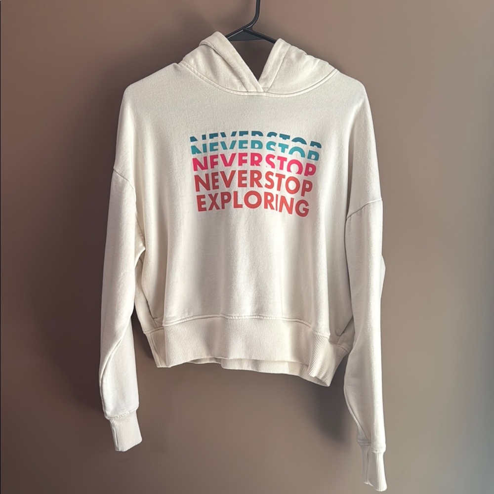 The North Face White Boxy Hoodie with Red Accents